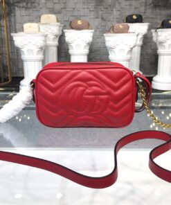 Alternative view of Gucci GG Marmont Matelassé Mini Bag Hibiscus Red Matelassé Chevron For Women 7in/18cm GG