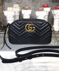 Gucci GG Marmont Small Matelassé Shoulder Bag Black Matelassé Chevron For Women 9.5in/24cm GG 447632 DTD1T 1000