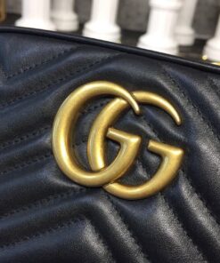 Gucci GG Marmont Small Matelassé Shoulder Bag Black Matelassé Chevron For Women 9.5in/24cm GG 447632 DTD1T 1000 - Image 7