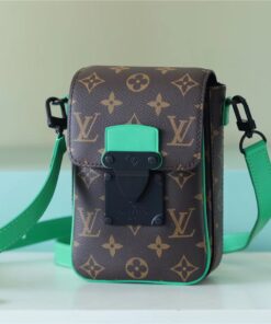 Louis Vuitton S-Lock Vertical Wearable Wallet 7.5in/ 19cm Green Monogram Macassar Black Hardware For Men