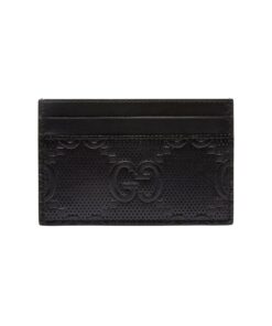 Gucci GG Embossed Card Case Black For Men 4in/10cm GG 625564 1W3AN 1000