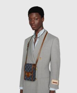 Gucci Horsebit 1955 Mini Bag Blue And Ivory GG Denim Jacquard 6.7in/17cm 625615 2KQGG 8375 - Image 8