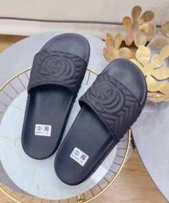 Gucci Quilted GG Rubber Slide Black For Men 601041 JD600 1000 - Image 8