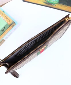 Gucci Ophidia Pouch With Web Beige And Ebony GG Supreme Canvas For Men 9in/24cm GG ‎672989 96IWT 8745 - Image 9