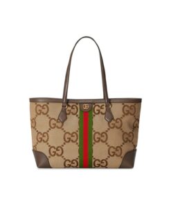 Gucci Ophidia Jumbo GG Medium Tote Camel And Ebony Jumbo Canvas For Women 15in/38cm 631685 UKMDG 2570