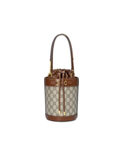 Gucci Horsebit 1955 Small Bucket Bag In GG Supreme Canvas Brown For Women 7.5in/19cm GG 637115 92TPG 8563