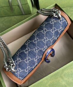 Gucci Dionysus Small Shoulder Bag Dark Blue And Ivory Eco Washed Organic GG Jacquard Deni For Women 11in/28cm 400249 2KQFN 4483 - Image 6