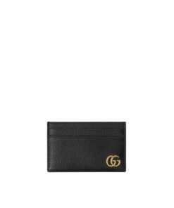 Gucci GG Marmont Card Case Rough Black Gold Toned Hardware For Men, 4in/10cm – 436022 DJ20T 1000