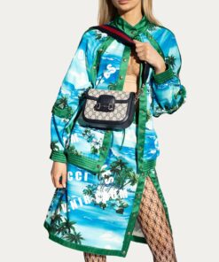Alternative view of Gucci Horsebit 1955 GG Mini Bag Beige And Blue Supreme Canvas For Women 8in/20cm 658574 96IWN 4076