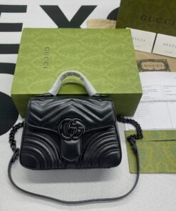 Gucci Marmont Mini Top Handle Bag Black For Women, Women’s Bags 8.3in/21cm GG - Image 9