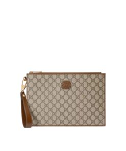 Gucci Pouch With Interlocking G Brown For Men 12in/30.5cm 672953 92TCG 8563