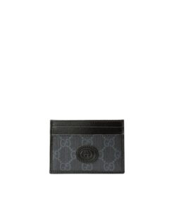 Gucci Card Case with Interlocking G Black For Men 4in/10cm GG 673002 92TCN 1000