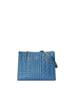 Gucci Marmont Small Matelasse Tote Blue For Women, Women’s Bags 26.5 in/10.4cm GG ‎‎675796 UM8BF 4340