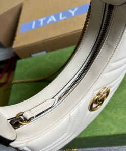 Gucci Marmont Half Moon Shaped Mini Bag White For Women, Women’s Bags 8.5in/22cm GG 699514 DTDHT 9022 - Image 7