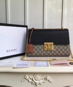 Gucci Padlock Medium GG Shoulder Bag Beige/Ebony Supreme Canvas For Women, Women’s Handbags, Crossbody Bags 12in/30cm GG 409486