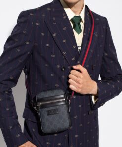 Alternative view of Gucci GG Messenger Bag Black/Grey GG Supreme Canvas A Material With Low Environmental Impact With Black For Men 7in/18cm GG ‎682357 K5RLN 1095
