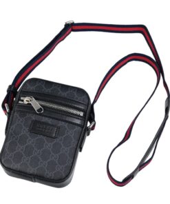 Gucci GG Messenger Bag Black/Grey GG Supreme Canvas A Material With Low Environmental Impact With Black For Men 7in/18cm GG 682357 K5RLN 1095 - Image 7