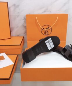 Hermes Oran Sandals Black For Women - Image 3
