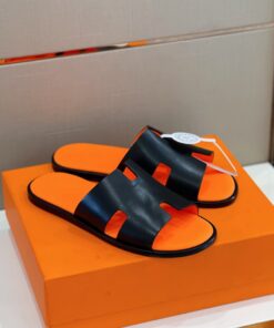 Hermes Izmir Sandals Black/ Orange For Men - Image 3