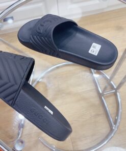 Gucci Quilted GG Rubber Slide Black For Men 601041 JD600 1000 - Image 11
