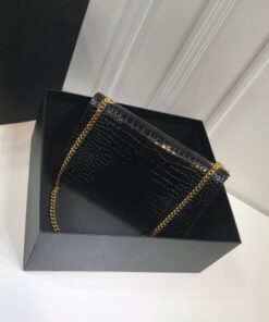 Saint Laurent Kate Medium Chain Bag With Tassel In Embossed Crocodile Black For Women 9.4in/24cm YSL 354119DND0J1000 - Image 9
