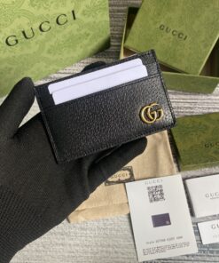 Alternative view of Gucci GG Marmont Card Case Black Gold Toned Hardware For Men 4in/10cm 657588 DJ20T 1000