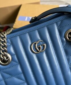 Gucci Marmont Small Matelasse Tote Blue For Women, Women’s Bags 26.5 in/10.4cm GG 675796 UM8BF 4340 - Image 8