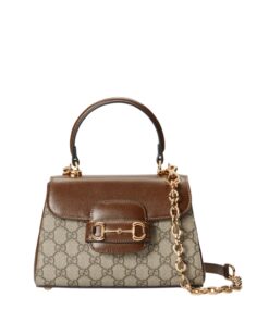 Gucci Ophidia Gucci Horsebit 1955 Mini Bag Light Brown And Beige For Women, Women’s Bags 8.6in/22cm GG 703848 9AAAJ 8563