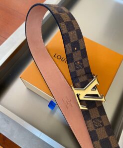 Louis Vuitton Initiales Reversible 40mm Belt Damier Ebene Canvas Gold Hardware For Men