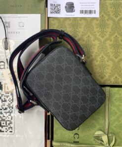 Gucci GG Messenger Bag Black/Grey GG Supreme Canvas A Material With Low Environmental Impact With Black For Men 7in/18cm GG 682357 K5RLN 1095 - Image 8