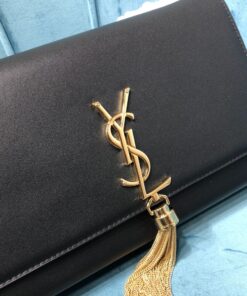 Saint Laurent Kate Medium Chain Bag With Tassel In Grain De Poudre Black For Women 9.4in/24cm YSL 354119BOW0J1000 - Image 6