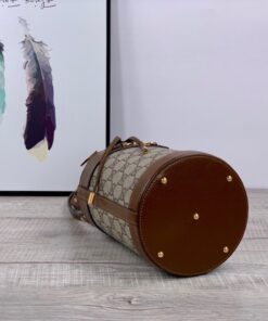 Gucci Horsebit 1955 Small Bucket Bag In GG Supreme Canvas Brown For Women 7.5in/19cm GG 637115 92TPG 8563 - Image 8