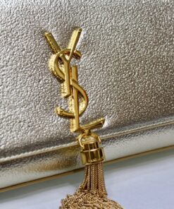Saint Laurent Kate Chain Wallet With Tassel 9.4in/ 24cm Yellow Copper For Women - Image 9