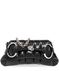 Gucci Horsebit Chain Small Shoulder Black Bag For Women 764339 AACU1 1000- 10.6 Inches/ 26.9 Cm