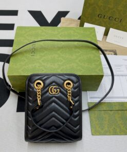 Gucci Marmont Matelasse Mini Bag Black For Women, Women’s Bags 7.5in/19cm GG 696123 DTDHT 1000 - Image 4