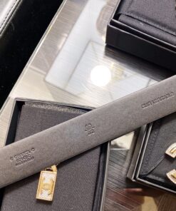 Chanel Mini Stone Interlocking C Buckle 32mm Belt Black For Women - Image 8