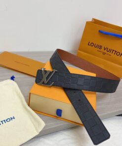 Alternative view of Louis Vuitton Initiales Reversible 40mm Belt Damier Embossed Silver Hardware For Men