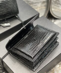 Saint Laurent Sunset Medium Chain Bag Black For Women 8.6in/22cm YSL 442906DND0U1000 - Image 8