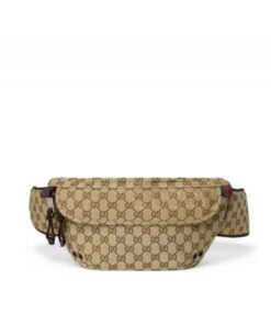 Gucci Small GG Belt Bag Beige And Dark Brown For Men 12.6in/32cm 804262 FADUK 9853