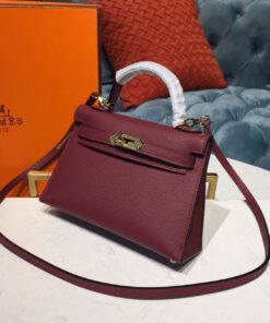 Alternative view of Hermes Mini Kelly Burgundy For Women Gold Toned Hardware 7.5in/19cm