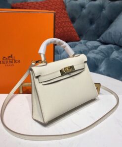 Alternative view of Hermes Kelly Mini Top Handle Bag 7.5in/ 19cm White Gold Toned Hardware For Women
