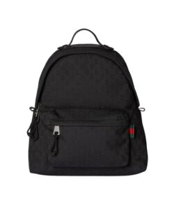 Gucci Medium GG Backpack With Web Black For Men 14.2in/36cm 824624 FAEHZ 1042