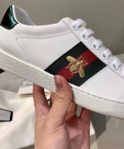 Gucci Ace Sneaker With Bee White For Women GG 431942 02JP0 9064 - Image 11