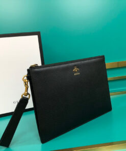 Alternative view of Gucci Animalier Pouch Black with Bee Detail For Men, 12in/31cm – GG 523684 DJ20T 1000