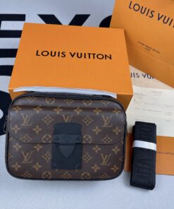 Louis Vuitton S-Lock Messenger Monogram Macassar For Men, Shoulder and Crossbody Bags 8.7in/22cm LV M45806 - Image 9