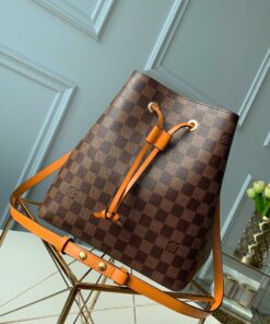 Louis Vuitton NeoNoe MM Bucket Bag Damier Ebene Canvas Safran Yellow For Women, Women’s Handbags, Shoulder And Crossbody Bags 10.2in/26cm LV N40213 - Image 3