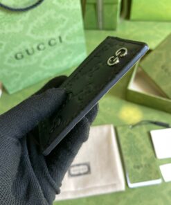 Gucci Signature Card Case Black Metal Hardware For Men 4in/10cm GG ‎473927 CWC1N 1000 - Image 9
