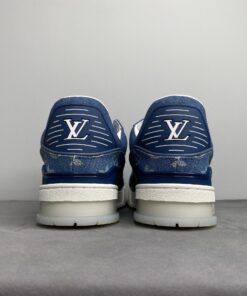 Louis Vuitton Trainer Sneaker Rubber Monogram Denim Blue Virgil Abloh For Men LV - Image 7
