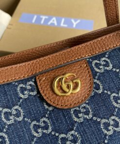 Gucci Ophidia GG Medium Tote Dark Blue And Ivory Eco Washed Organic GG Jacquard Denim For Women 15in/38cm GG 631685 2KQGG 8375 - Image 6