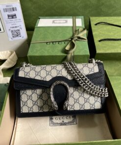 Gucci Dionysus Small Shoulder Bag 10in/ 25cm Beige/ Blue GG Supreme Canvas Antique Silver Hardware For Women 499623 K9GSN 4075 - Image 8